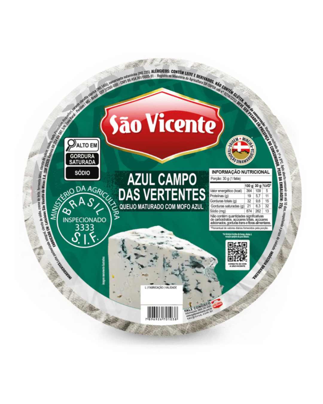 Queijo Gorgonzola Peça São Vicente 3kg